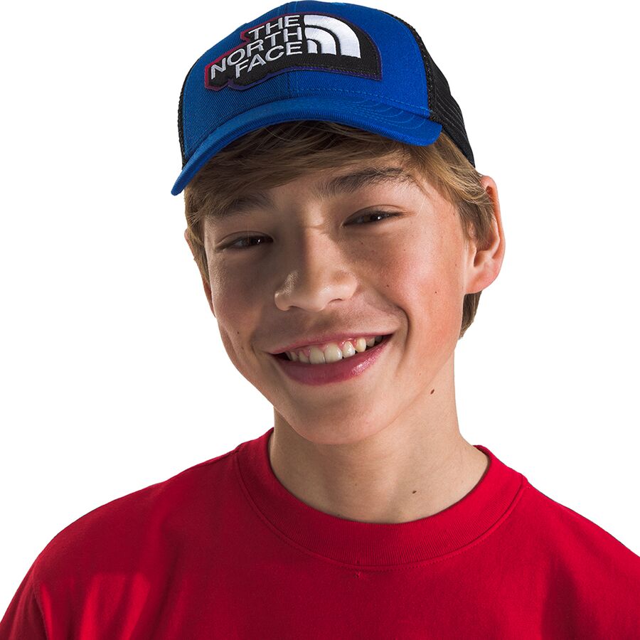 Backcountry The North Face Mudder Trucker Hat - Kids' TNF Blue/Embroidered Graphic