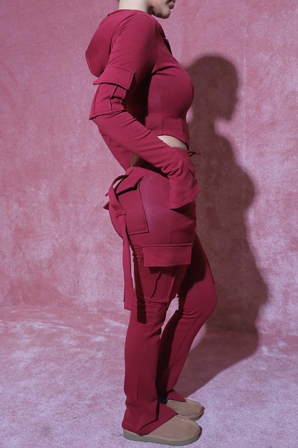 Bad Society Club Ella Cargo Joggers - Burgandy