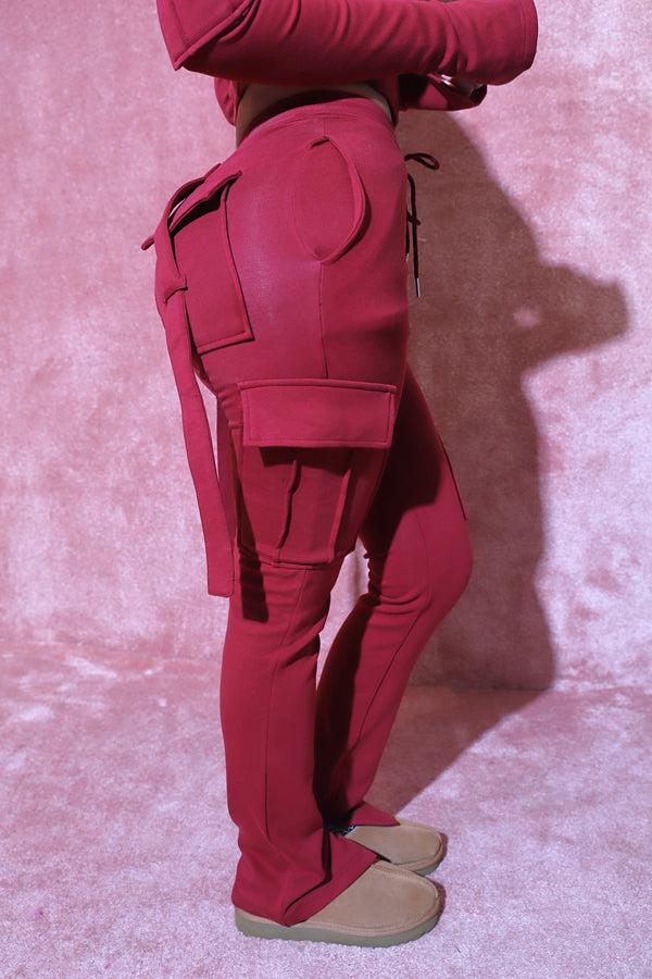 bad society club Ella Cargo Joggers - Burgandy