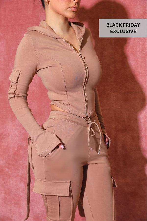 bad society club Ella Corset Hoodie - Brown