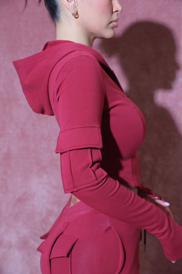 Bad Society Club Ella Corset Hoodie - Burgandy