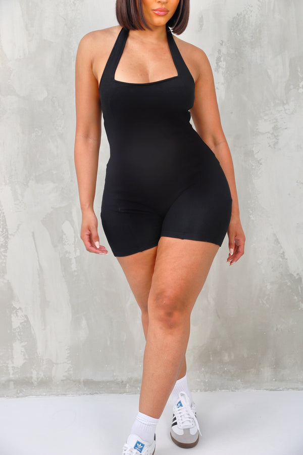 Bad Society Club Ella Halter Romper - Black