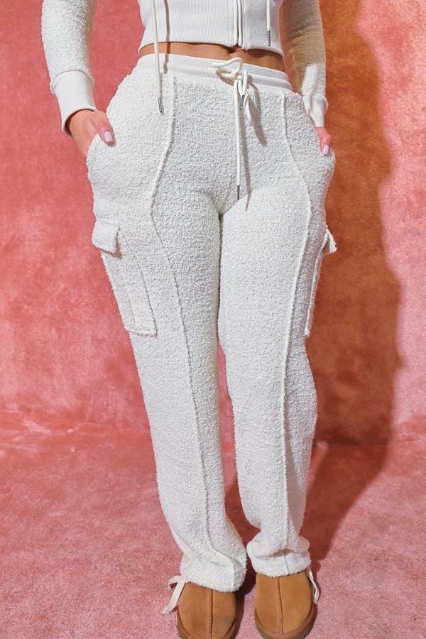 Bad Society Club Fluffy Cargo Joggers - Beige