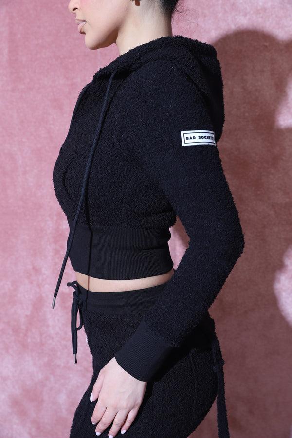 Bad Society Club Fluffy Hoodie - Black