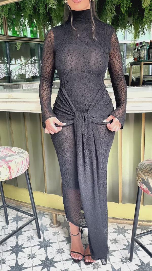 Bad Society Club Kayla Stretch Knit Maxi Dress- Black