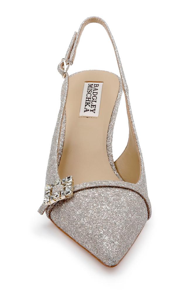 Badgley Mischka Annmarie Jeweled Slingback Stiletto Pumps