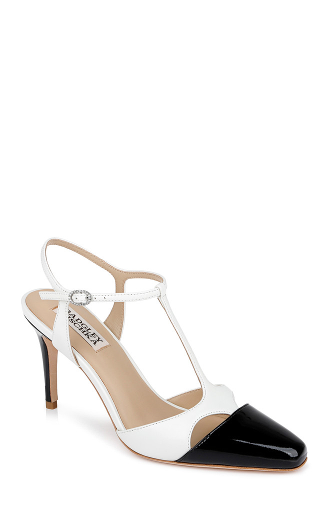 badgley mischka Aurelia Capped Toe T-Strap Stiletto Heels