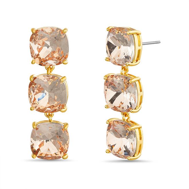 badgley mischka 3 Tier Linear Stone Earrings