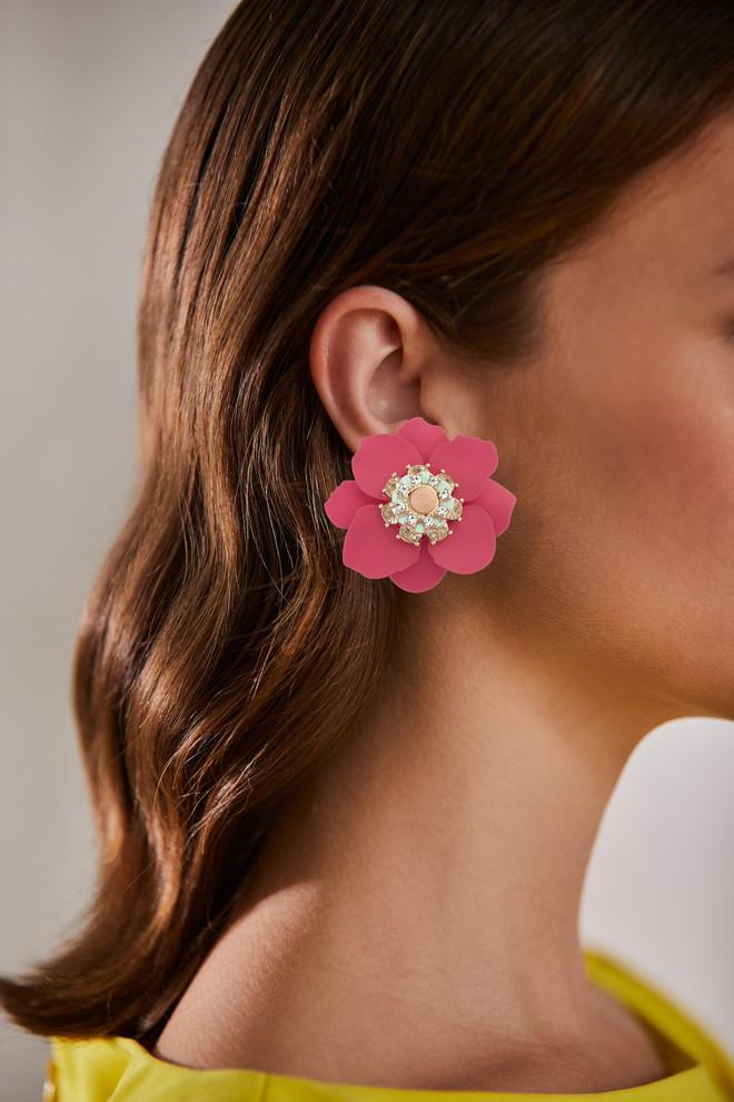 Badgley Mischka 3D Flower Button Earrings