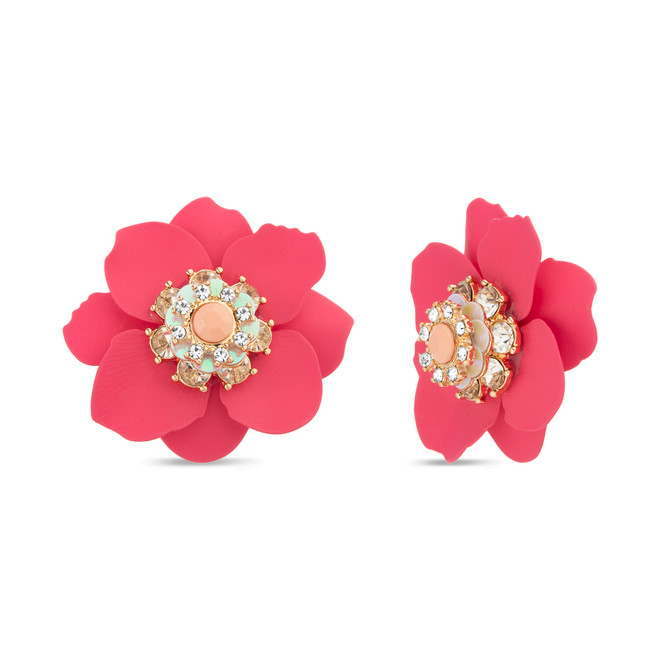 badgley mischka 3D Flower Button Earrings