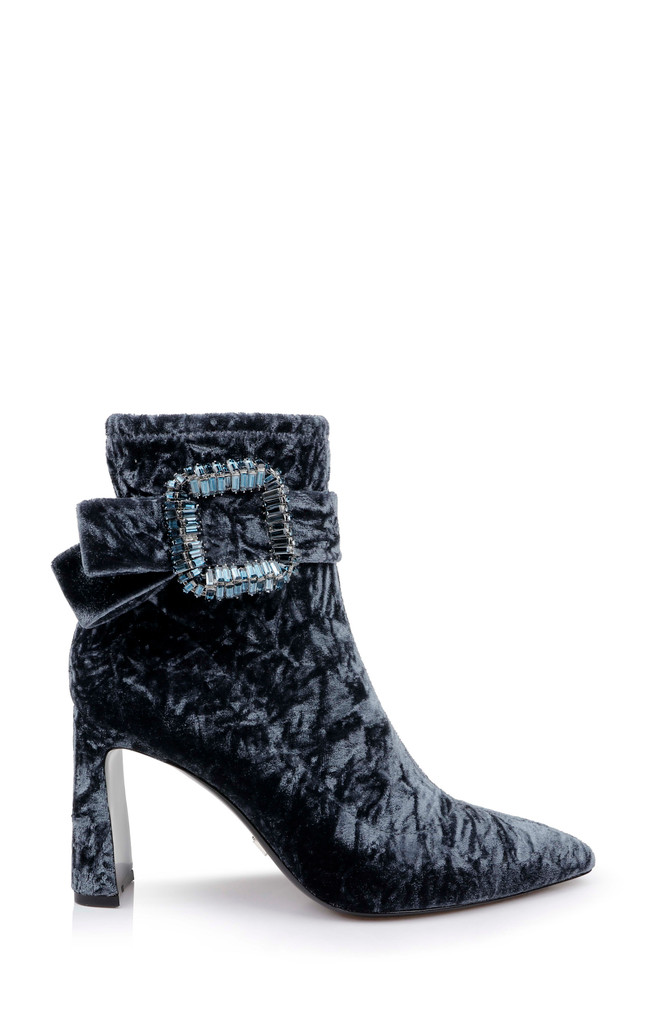 Badgley Mischka Adrian Velvet Block Heel Booties