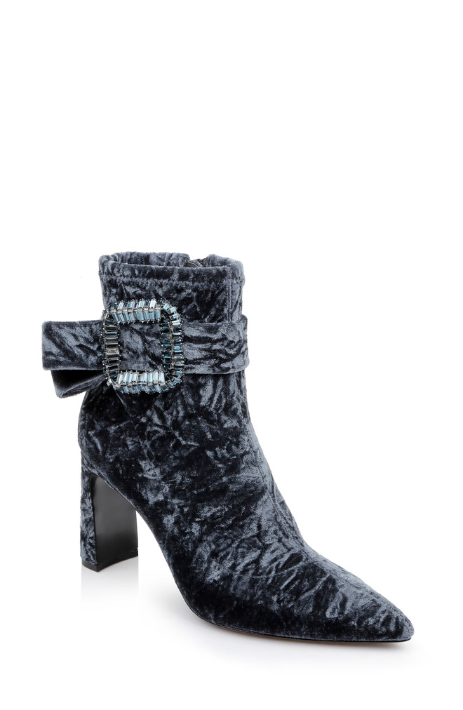 badgley mischka Adrian Velvet Block Heel Booties