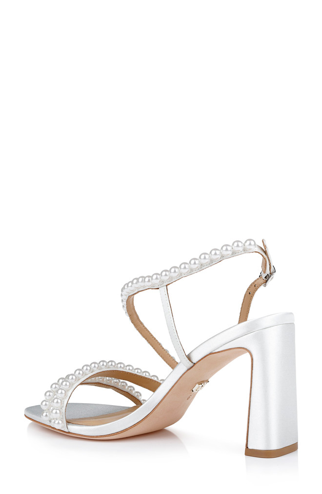 Badgley Mischka Amora Pearl Strap Block Heels