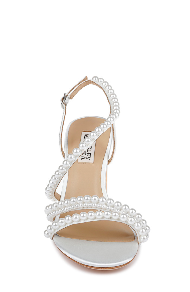 Badgley Mischka Amora Pearl Strap Block Heels