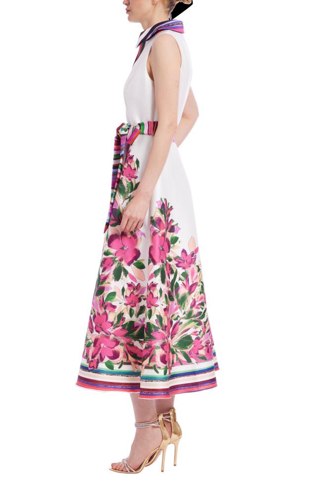 Badgley Mischka Belted A-Line Shirt Dress