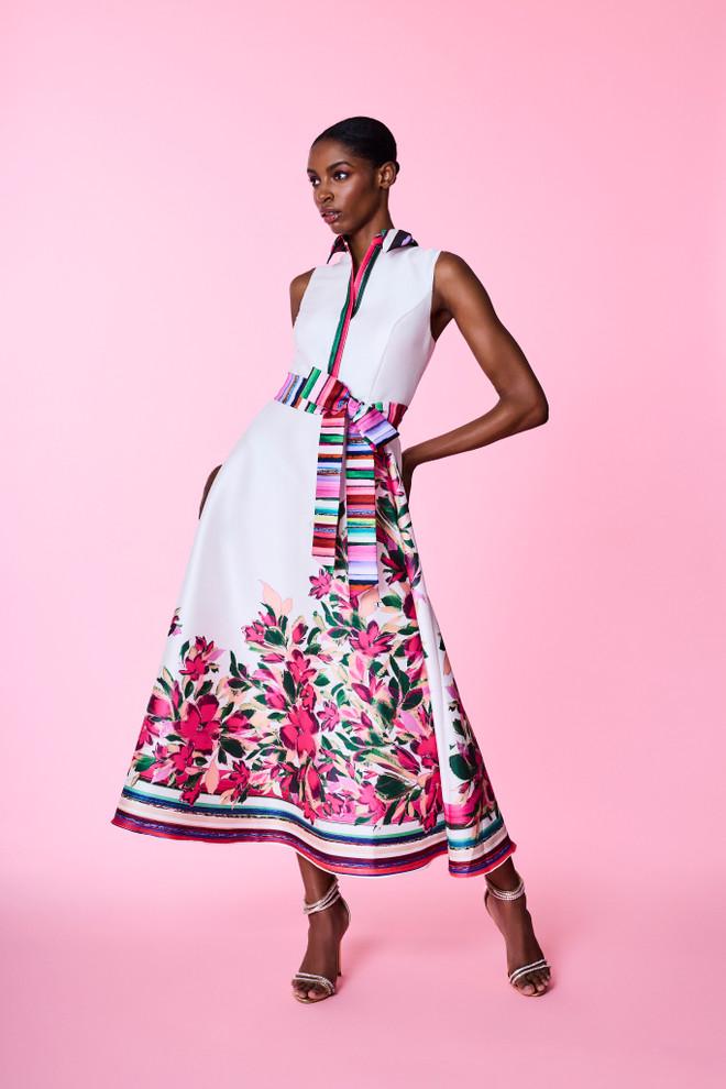 Badgley Mischka Belted A-Line Shirt Dress