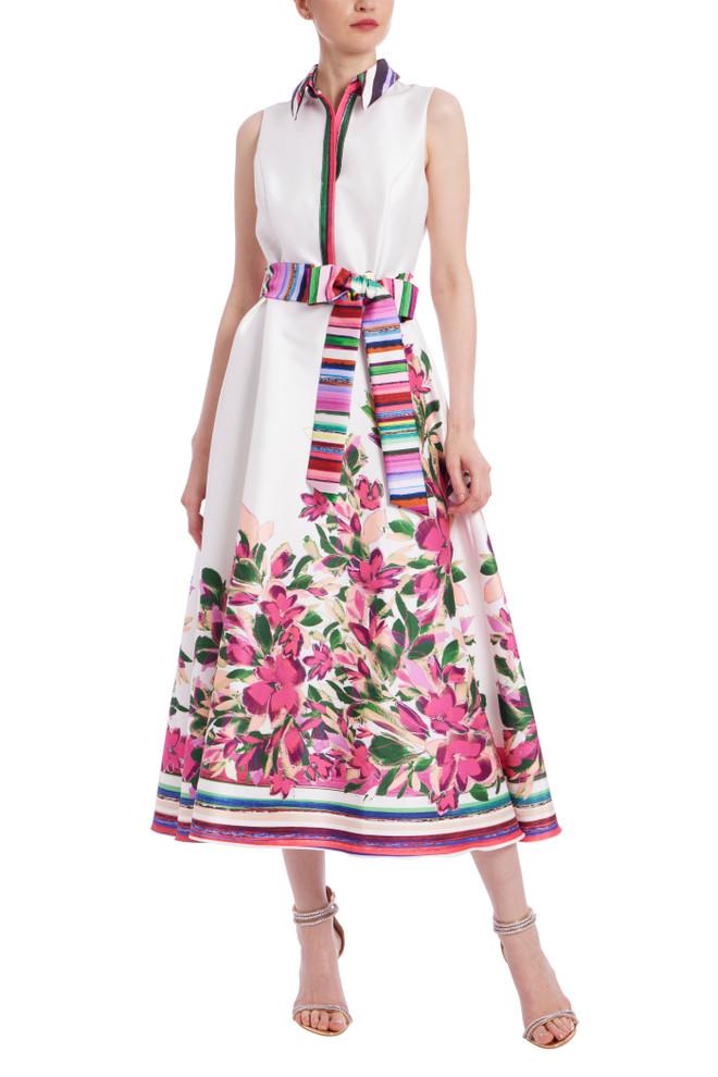 badgley mischka Belted A-Line Shirt Dress