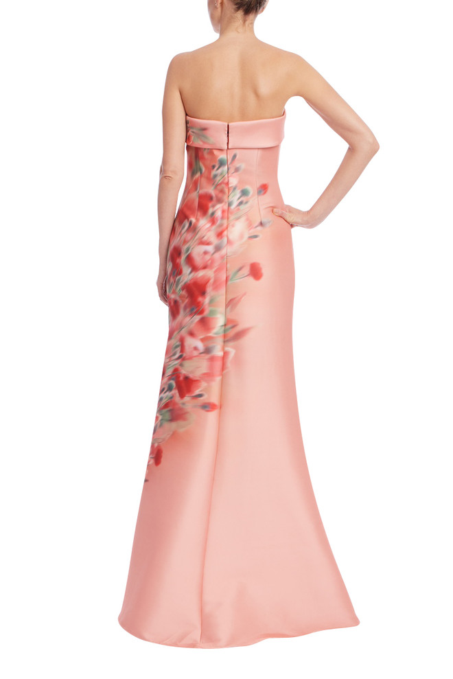 Badgley Mischka Blossom Drift Strapless Gown