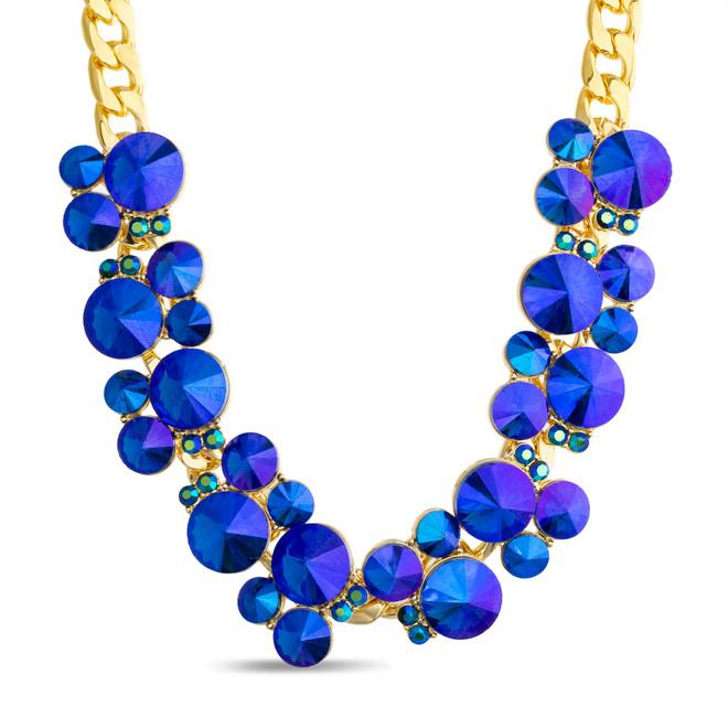badgley mischka Blue AB Circle Cluster Necklace