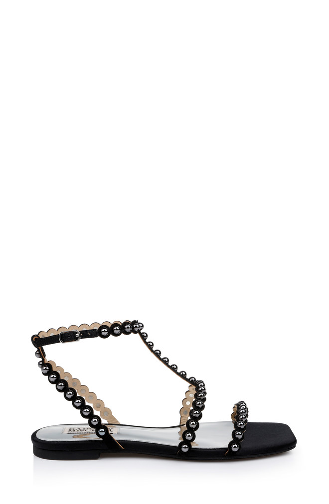 Badgley Mischka Cami Pearled Gladiator Flat Sandal