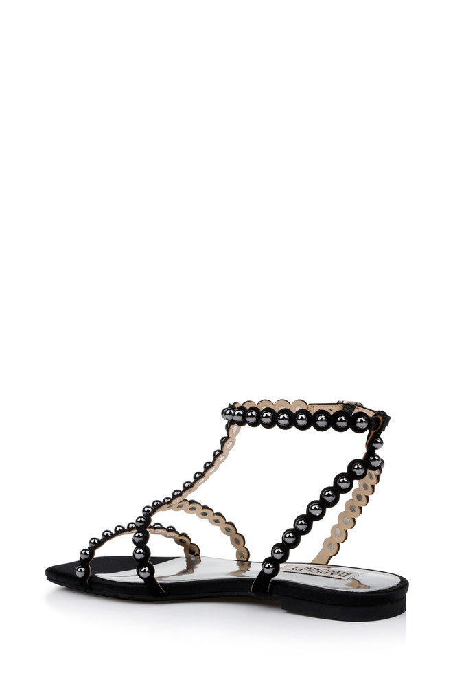 Badgley Mischka Cami Pearled Gladiator Flat Sandal