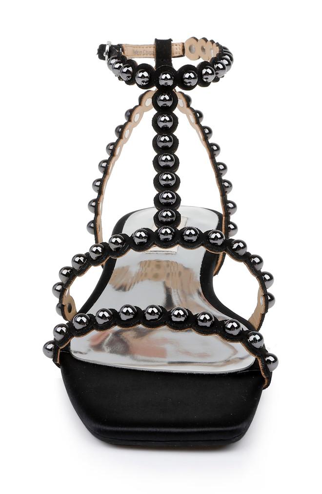 Badgley Mischka Cami Pearled Gladiator Flat Sandal