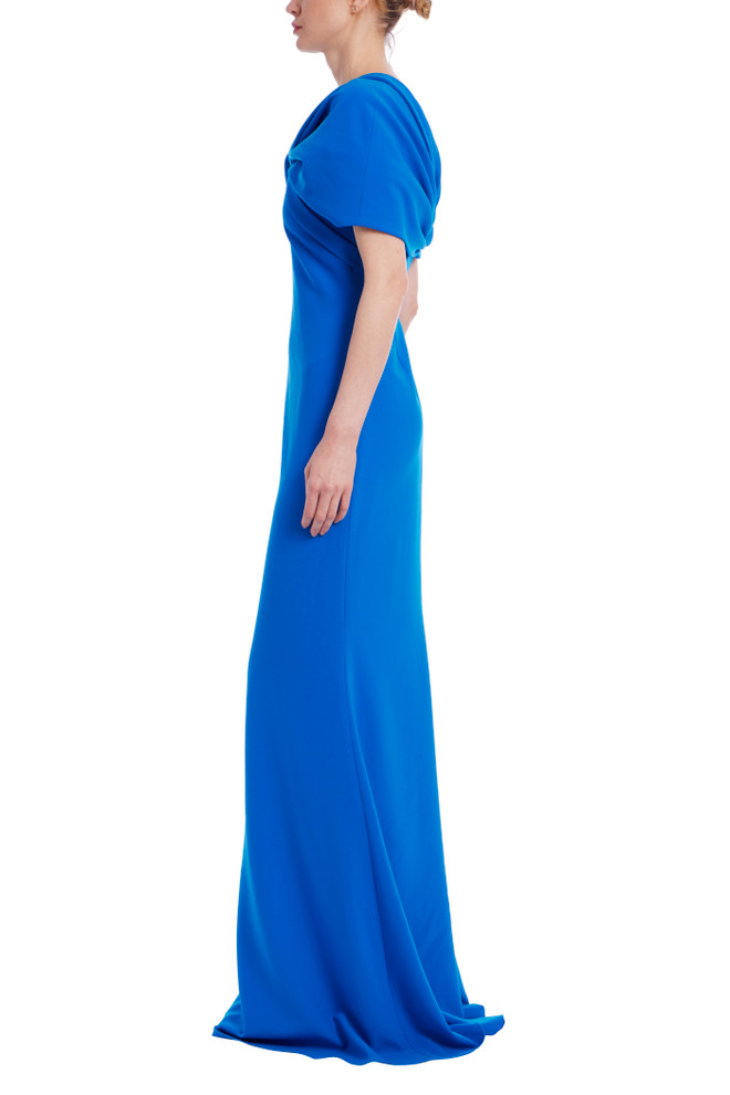 Badgley Mischka Cape Short Sleeve Mermaid Gown