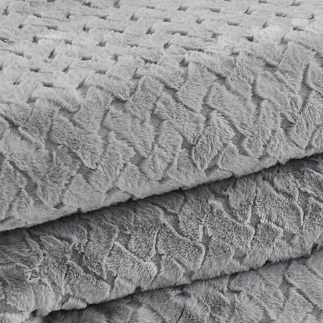 Badgley Mischka Carved Lattice Faux Fur Throw