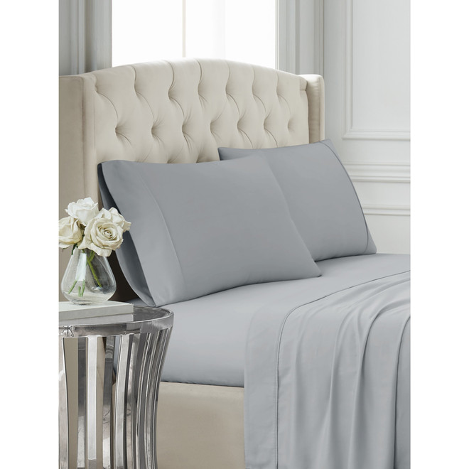 badgley mischka Cotton Sateen Grey Pillowcase Pair