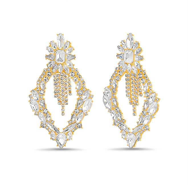badgley mischka Crystal Cluster Statement Earrings