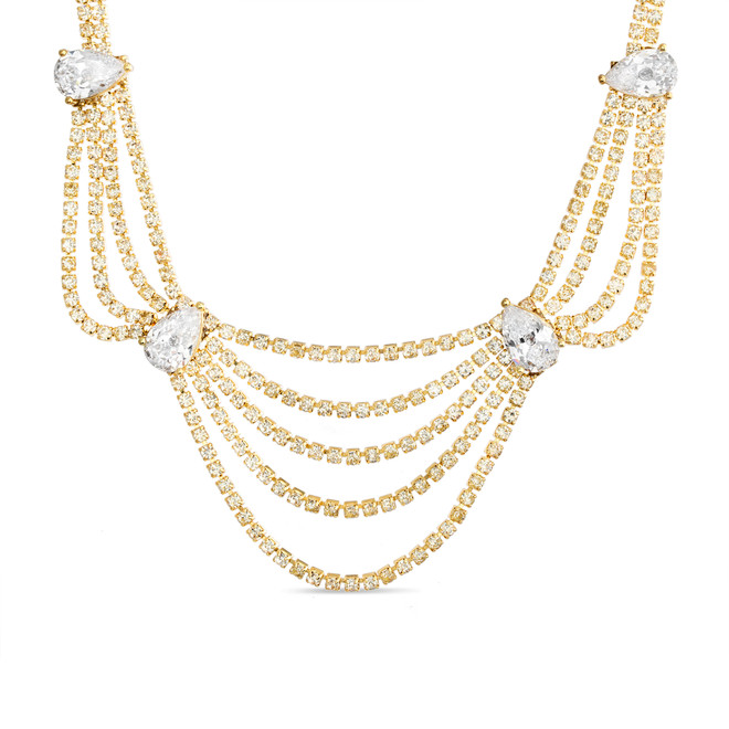 badgley mischka CZ Teardrop Crystal Bib Necklace