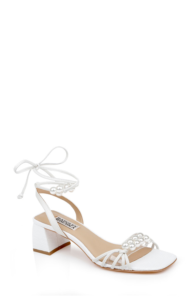 badgley mischka Deja Ankle Tie Low Block Sandals
