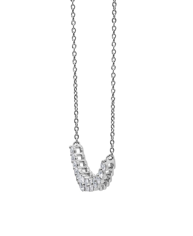 Badgley Mischka Diamond Curved Bar Collar Necklace