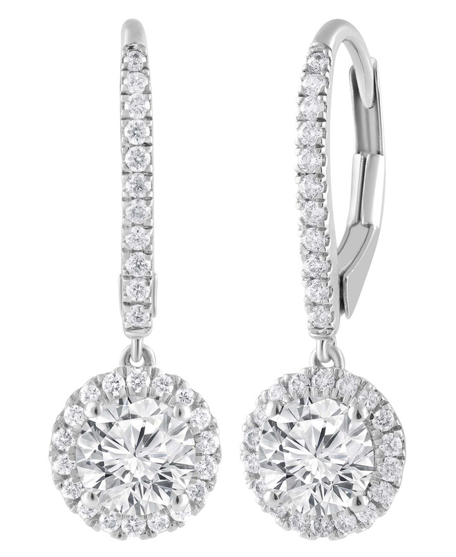 Badgley Mischka Diamond Halo Drop Earrings