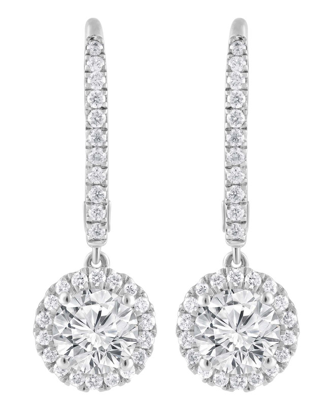 badgley mischka Diamond Halo Drop Earrings