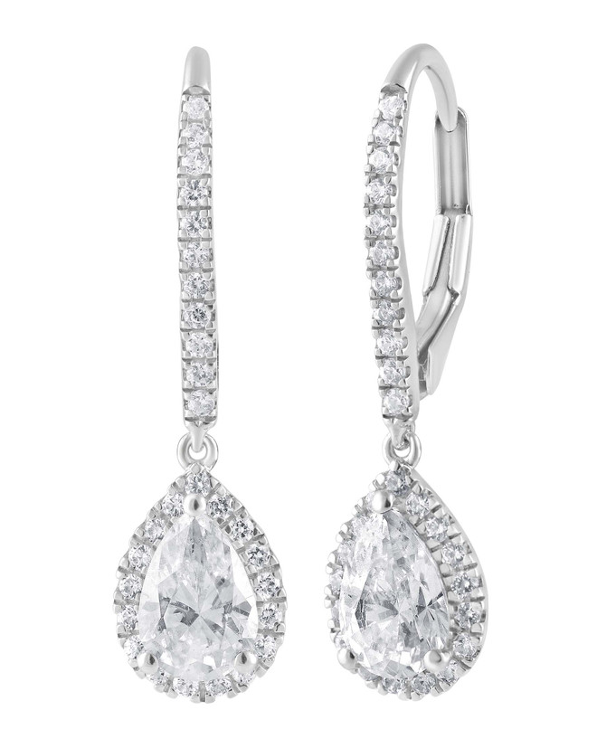 Badgley Mischka Diamond Halo Pear Drop Earrings