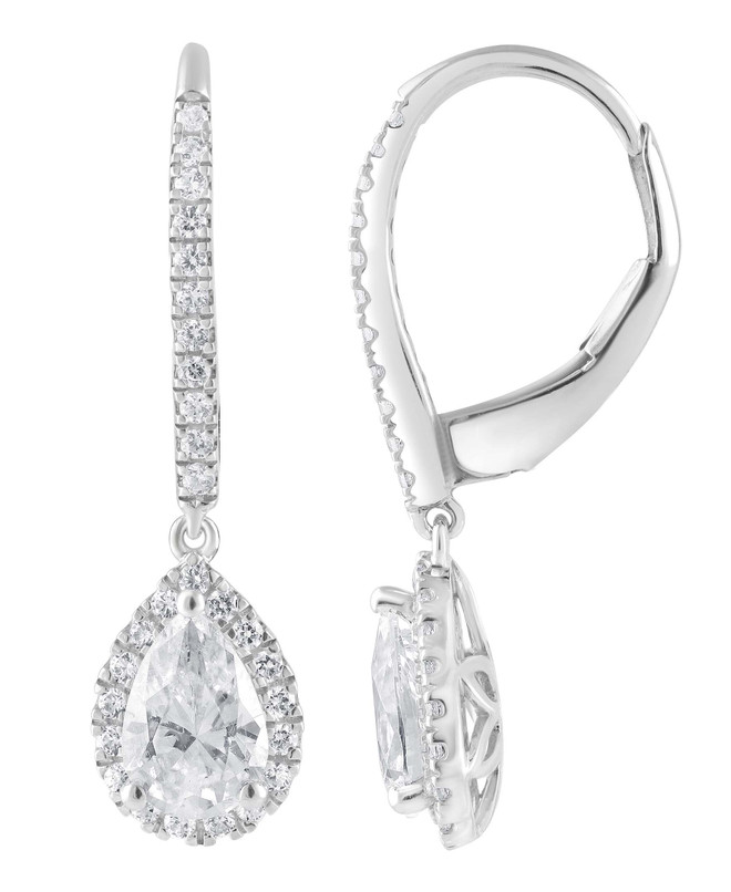Badgley Mischka Diamond Halo Pear Drop Earrings
