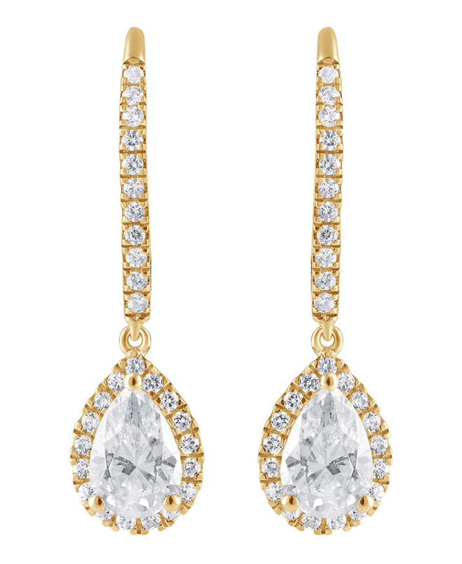 Badgley Mischka Diamond Halo Pear Drop Earrings