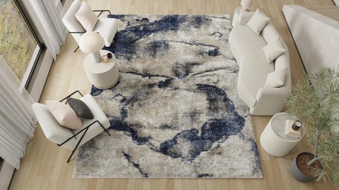 Badgley Mischka Downpour Blue Statement Rug