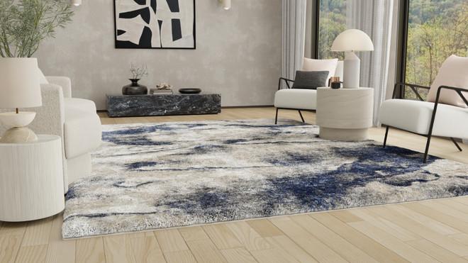 Badgley Mischka Downpour Blue Statement Rug