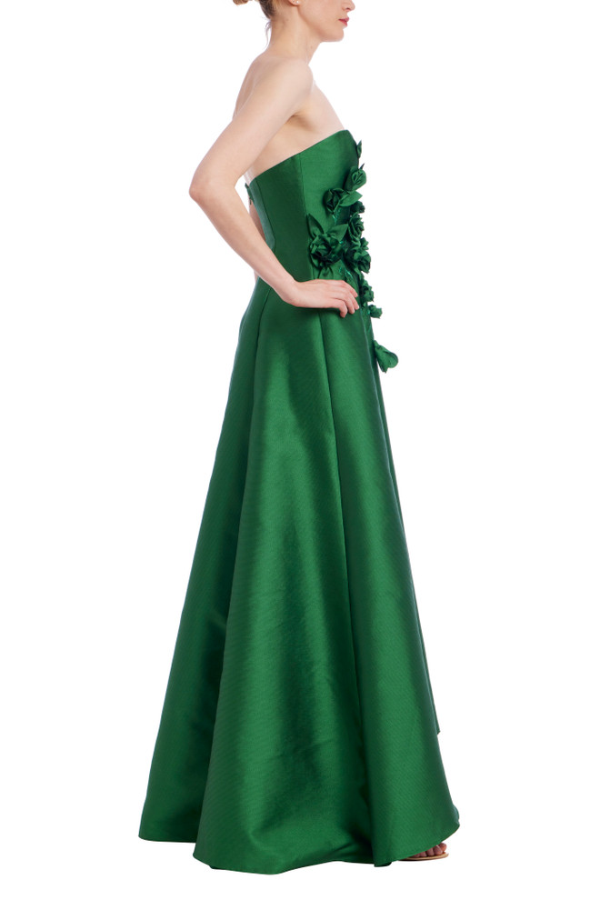 Badgley Mischka Embroidered Gazar High Low Gown