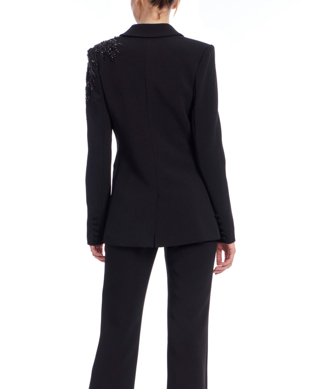 Badgley Mischka Embroidered Single Breasted Blazer