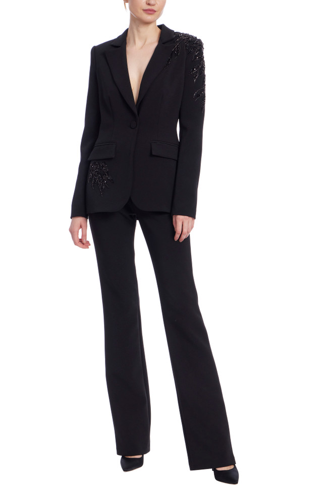 Badgley Mischka Embroidered Single Breasted Blazer