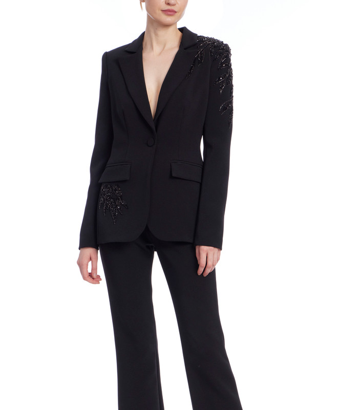badgley mischka Embroidered Single Breasted Blazer