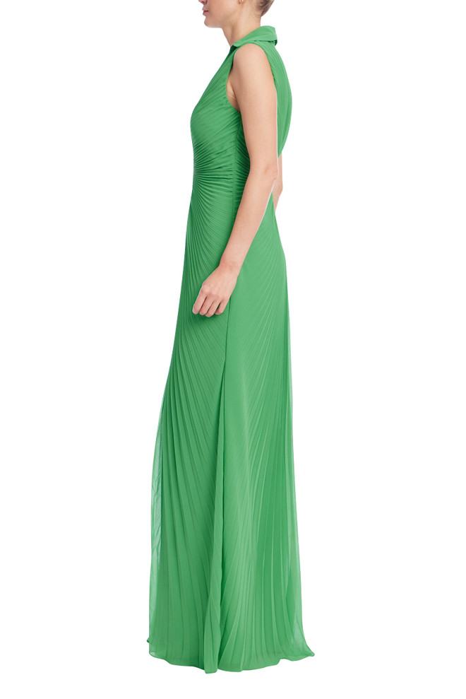 Badgley Mischka Emerald Radiance Pleated Gown