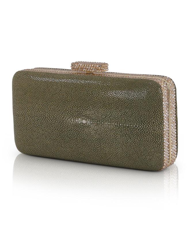 Badgley Mischka Evelyn Stingray Leather Clutch