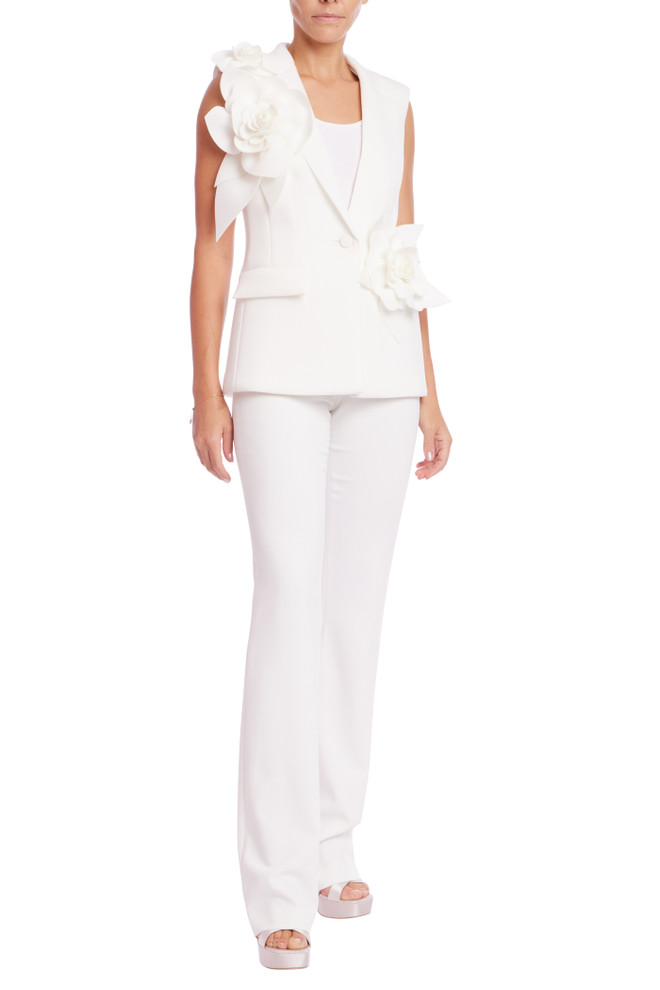 Badgley Mischka Floral Embellished Blazer Vest