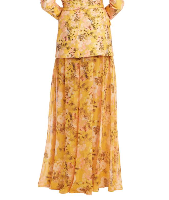 Badgley Mischka Floral Georgette Wide-Leg Pants