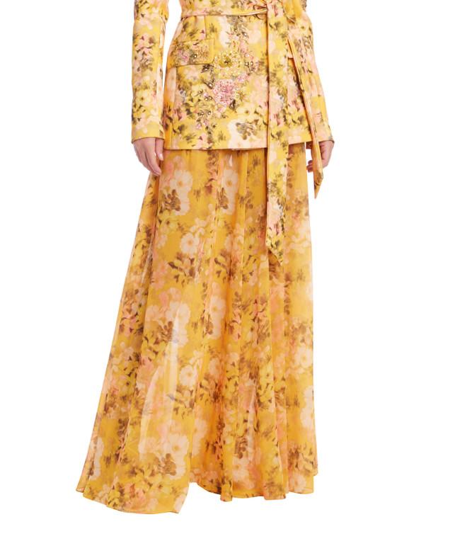 badgley mischka Floral Georgette Wide-Leg Pants