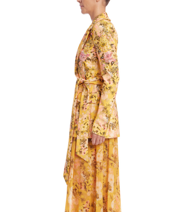 Badgley Mischka Floral Printed Tie Waist Blazer
